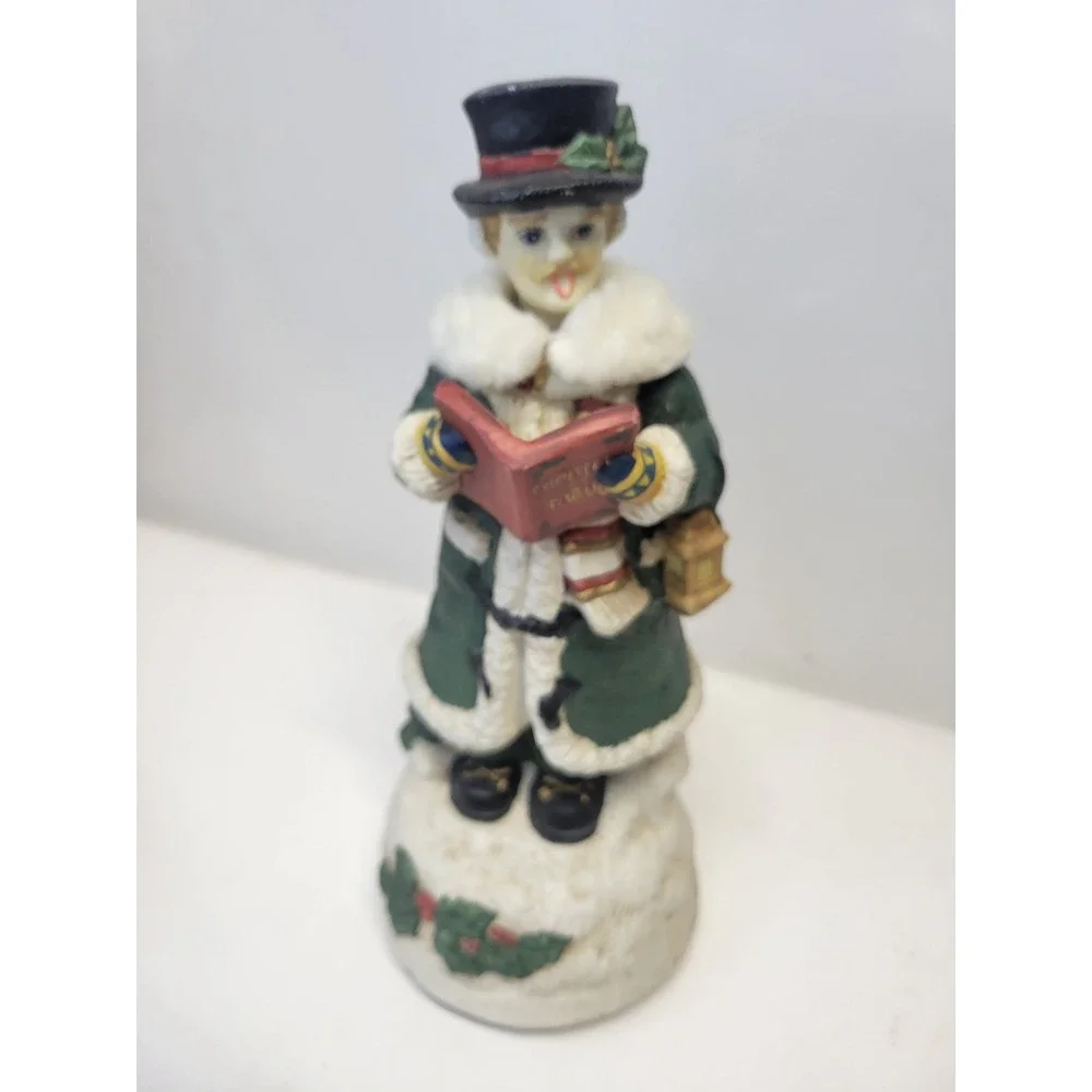 Vtg Christmas Caroler Figurine with Lantern Music‎ Box Plays Joy to the World